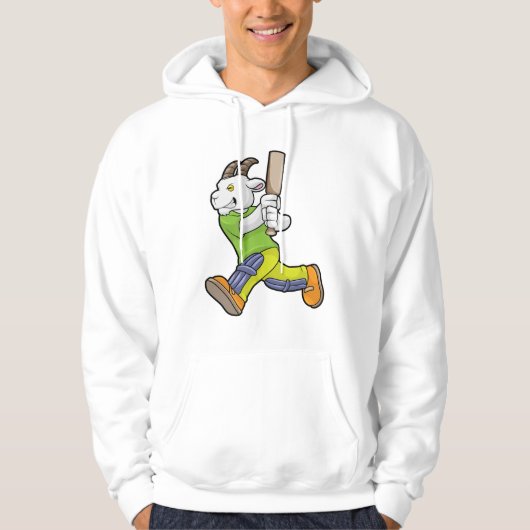 Geit als Batsman met cricket bat Hoodie (Voorkant)
