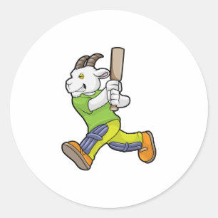 Geit als Batsman met cricket bat Ronde Sticker