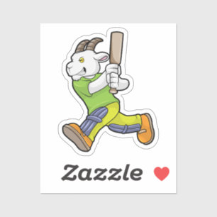 Geit als Batsman met cricket bat Sticker