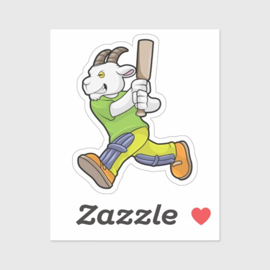 Geit als Batsman met cricket bat Sticker (Vel)