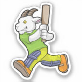 Geit als Batsman met cricket bat Sticker (Voorkant)
