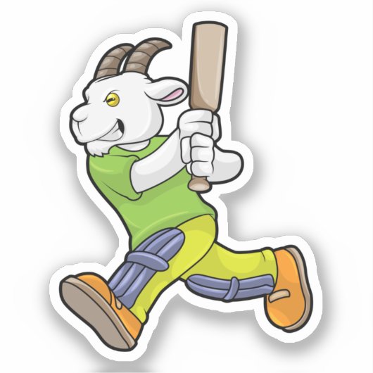 Geit als Batsman met cricket bat Sticker (Voorkant)