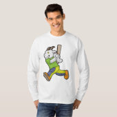 Geit als Batsman met cricket bat T-shirt (Voorkant volledig)
