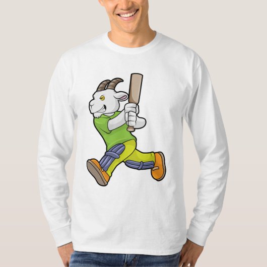 Geit als Batsman met cricket bat T-shirt (Voorkant)