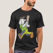 Geit als Batsman met cricket bat T-shirt (Voorkant)