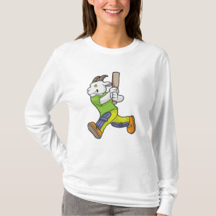Geit als Batsman met cricket bat T-shirt