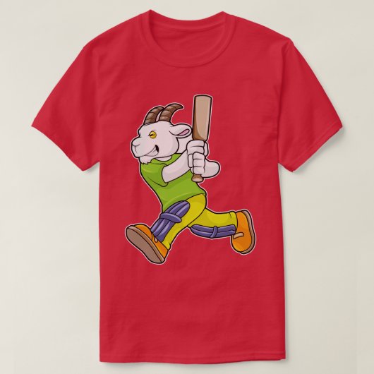 Geit als Batsman met cricket bat T-shirt (Design voorkant)