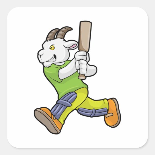 Geit als Batsman met cricket bat Vierkante Sticker (Voorkant)