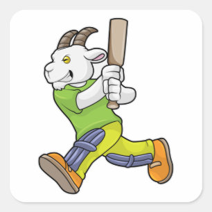 Geit als Batsman met cricket bat Vierkante Sticker