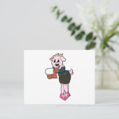 Geit als secretaresse met hoge hakken briefkaart (Staand voorkant)