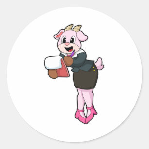 Geit als secretaresse met hoge hakken ronde sticker