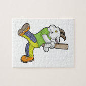Geit als slagman met cricketbat legpuzzel (Horizontaal)