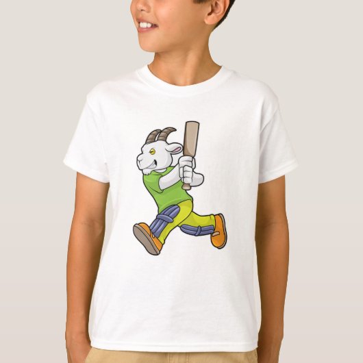 Geit als slagman met cricketbat t-shirt (Voorkant)