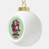 Geit Baa-rig Kerstfeest  Keramische Bal Ornament (Rechts)