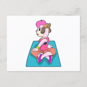 Geit bij Yoga op Yoga mat Briefkaart