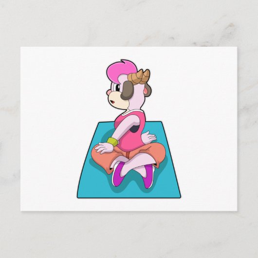 Geit bij Yoga op Yoga mat Briefkaart (Voorkant)