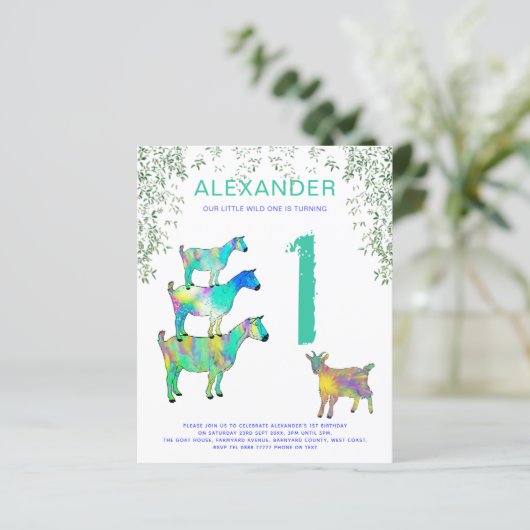 Geit Boerderij Animal Wild Een verjaardagsfeestbud (Staand voorkant)