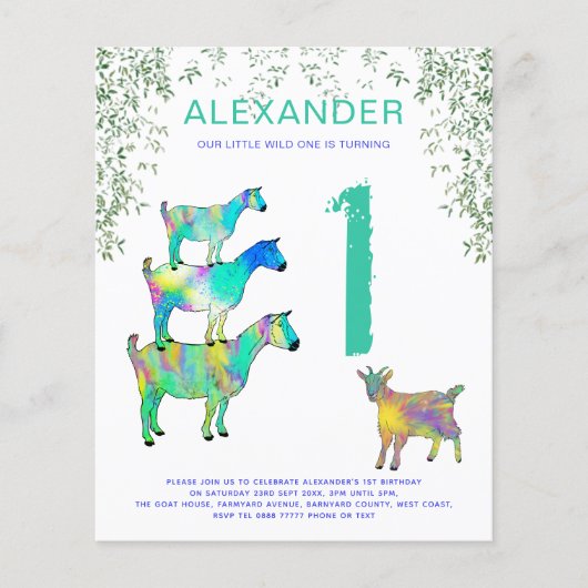 Geit Boerderij Animal Wild Een verjaardagsfeestbud (Voorkant)