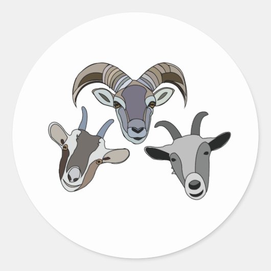 Geit Dier Grappige Geit Ronde Sticker (Voorkant)