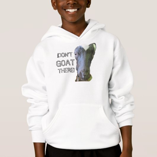 Geit "DON'T GOAT THERE" Kinder Hoodie met capuchon (Voorkant)
