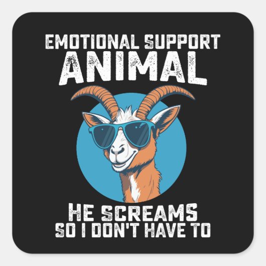 Geit Emotionele Ondersteuning Dier hij schreeuwt D Vierkante Sticker (Voorkant)