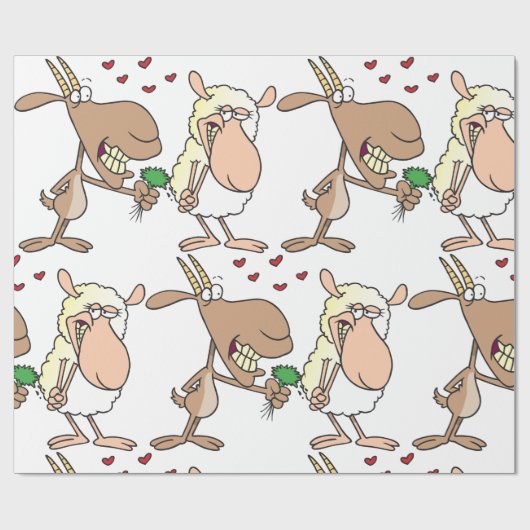 Geit en schaap in liefde cadeaupapier (Vlak)