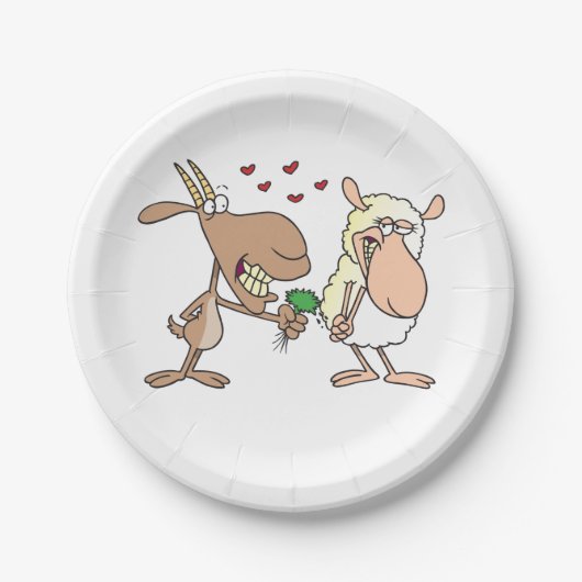 Geit en schaap in liefde papieren bordje (Voorkant)