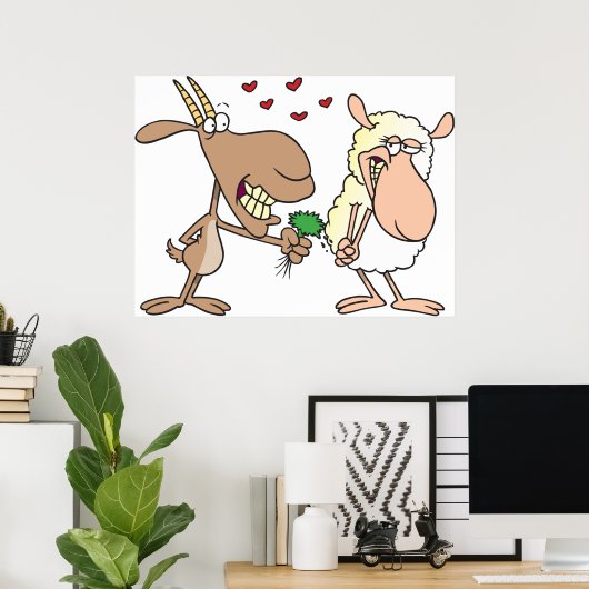 Geit en schaap in liefde poster (Thuiskantoor)
