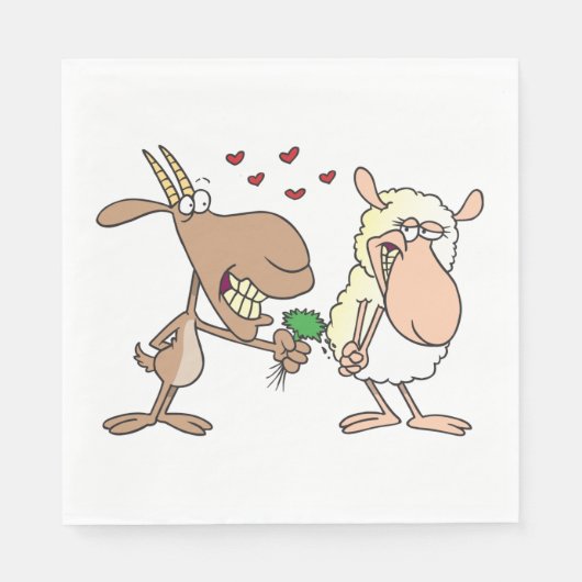 Geit en schaap in liefde servet (Voorkant)