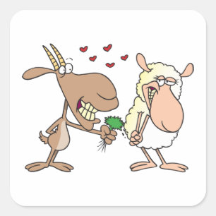 Geit en schaap in liefde vierkante sticker