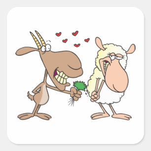 Geit en schaap in liefde vierkante sticker