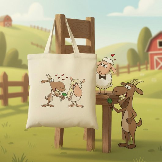 Geit en schaap verliefd tote bag