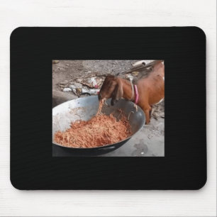 Geit eten spaghetti Sticker Muismat