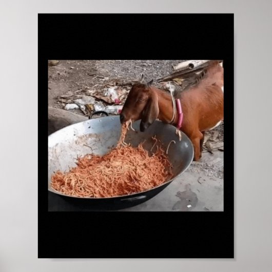 Geit eten spaghetti Sticker Poster (Voorkant)