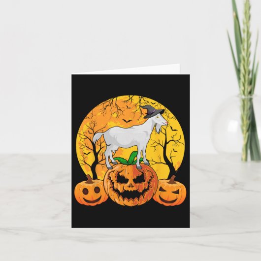 Geit Halloween Witch Pumpkin Funny Goat Lover Hall Kaart (Voorkant)
