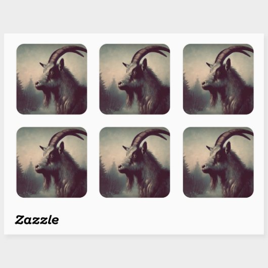 Geit  Illustratie Vierkante Sticker (Vel)