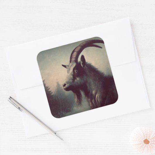 Geit  Illustratie Vierkante Sticker (Envelop)