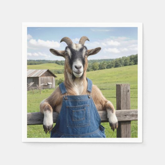 Geit in blauwe denim overall servet (Voorkant)