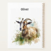 Geit in een groene weide waterverf aanpasbaar planner (Achterkant)