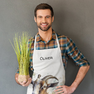 Geit in een groene weide waterverf aanpasbaar schort