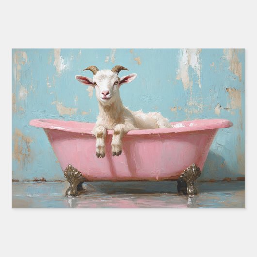Geit in een roze bad inpakpapier vel (Voorkant 3)