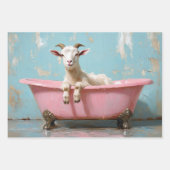 Geit in een roze bad inpakpapier vel (Voorkant 2)
