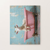 Geit in een roze bad legpuzzel (Verticaal)