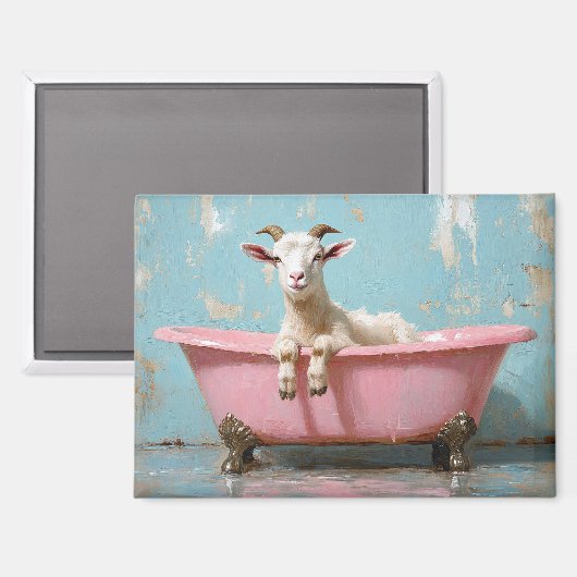 Geit in een roze bad magneet (Voorkant / Achterkant)