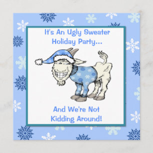 Geit in een Ugly Sweater Holiday Party Kaart