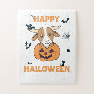Geit in pompoenkottergeiten Happy Halloween Legpuzzel