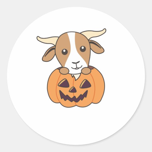 Geit in pompoenkottergeiten Happy Halloween Ronde Sticker (Voorkant)
