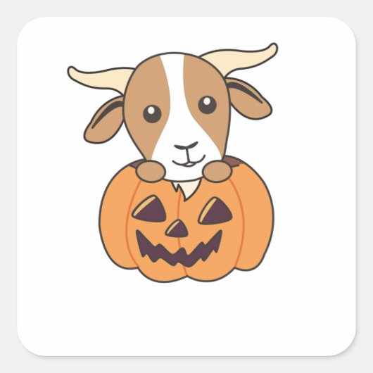 Geit in pompoenkottergeiten Happy Halloween Vierkante Sticker (Voorkant)