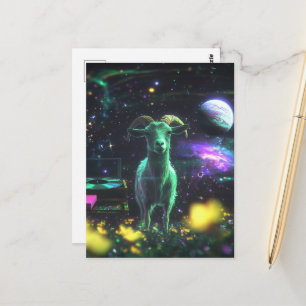 Geit in ruimtefantasie briefkaart