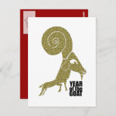 Geit Jaar Chinese Zodiak Goud geprägde effect Briefkaart (Voorkant / Achterkant)